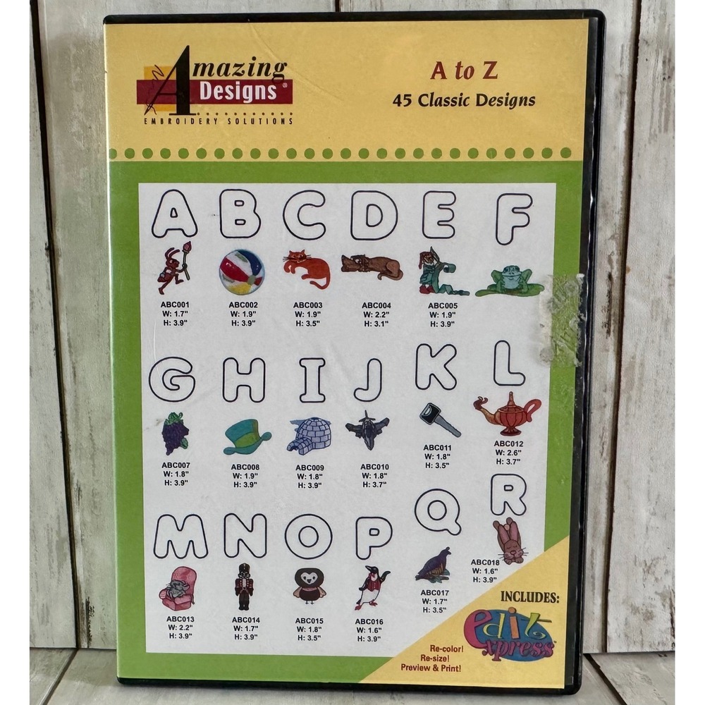Amazing Designs A to Z Embroidery Designs Classic Fonts Alphabets CD Software